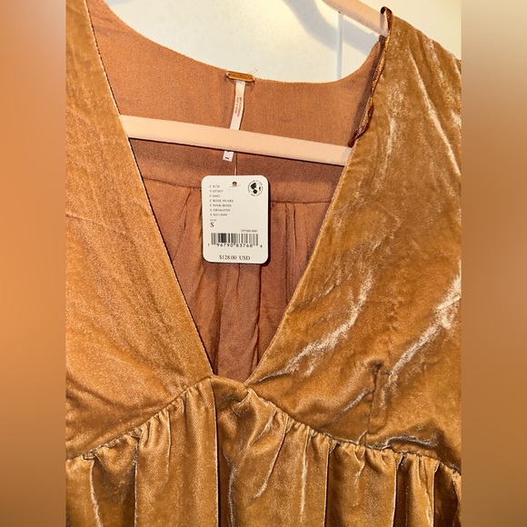 NWT Free PeopleEstella Velvet Mini Dress In Rose Pearl - Picture 9 of 11
